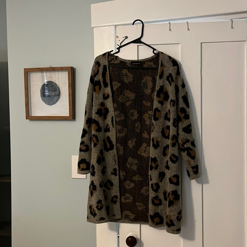 Fortune and Ivy XS cheetah print open cardigan
